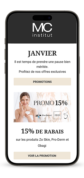Promotion rabais 50% Institut MC